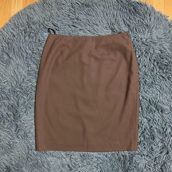 Calvin Klein Collection Wool Skirt Size M Tan Coffee Brown Color - Picture 1 of 7